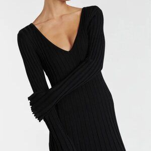 DISSH Reign Maxi in Black Long Sleeve Stretch Ribbed Knit Dress Size XS